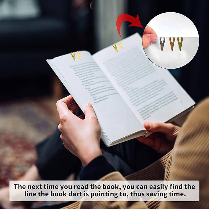 Diymood 3 Boxes Metal Bookmarkers Book Darts Tin Stainless Line Markers Book Darts Line Book Markers for Students Best Gift for All Types of Readers, 12 Per Box (Silver, Gold, Rose Gold)