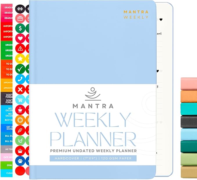2025 Planner, Daily Journal & Gratitude Journal All-In-One with To Do List, Self Care Prompts & Habit Tracker - 7 x 10 - Blue