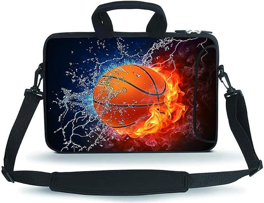 11 11.6 12 12.5 13 inches Case Laptop/Chromebook/Ultrabook/Notebook PC Messenger Bag Tablet Travel Case Neoprene Handle Sleeve with Shoulder Strap(Basketball Fire)