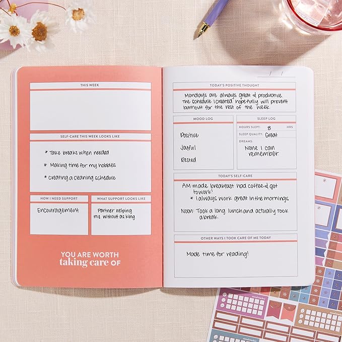 Erin Condren Self-Care Journal Petite Planner, Slim, Portable Self-Care Planner, Easy-to-Use Self-Care Prompts and Trackers for Health and Wellness