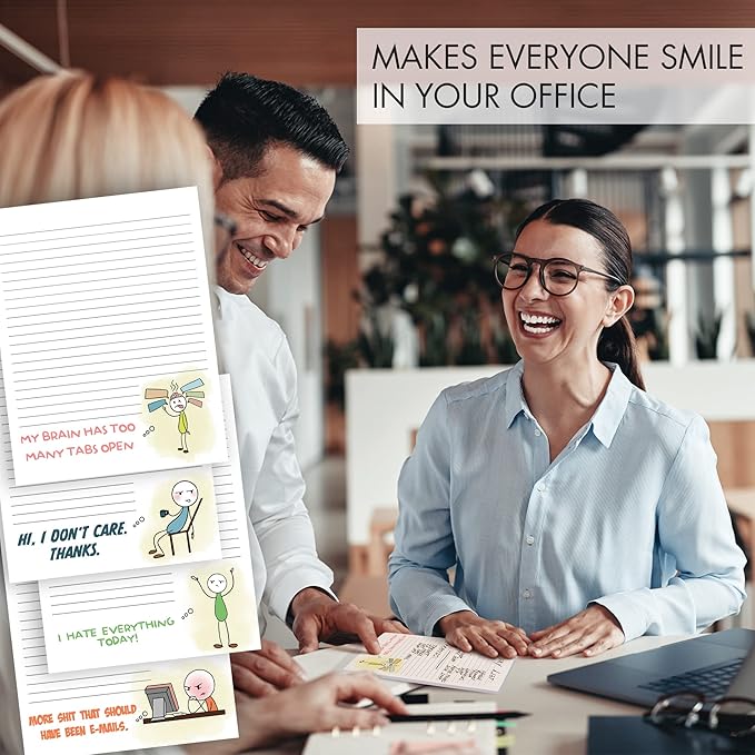 ZICOTO Super Funny Notepads - Hilarious Office Gift for Your Women Coworkers - Set of 4 Office Supplies Memo Pads w/ 4 Assorted Designs, 50 Sheets Each, 4.25" x 5.5"