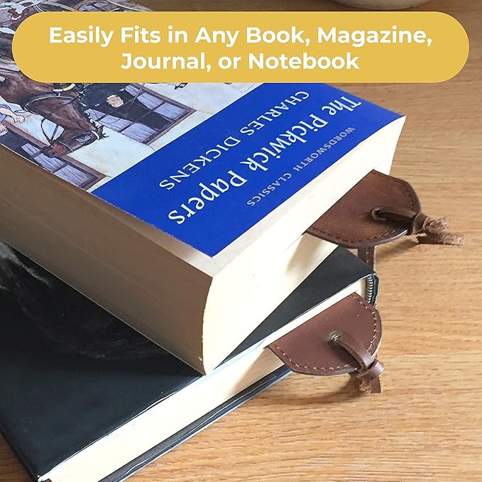 Leather Bookmarks for Men and Women | Quality Mens Bookmark with Music Notes | 2 Smooth Handmade Leather Book Markers for Men Women Book Lovers Readers (7x2") Leather Gift | Sovereign-Gear