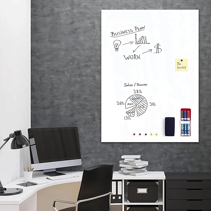 Magnetic Whiteboard Contact Paper, 18" x 24" Stick on Magnetic Dry Erase White Board Sticker on Wall, Easy to Write for Kids Drawing, School, Office, Kitchen Fridge