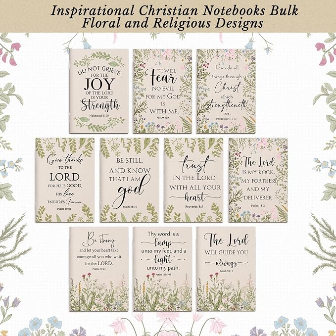 Ctosree 100 Pcs Bible Verse Prayer Journal Notebook Christian Note Pads Bulk mini Inspirational Notebook Religious Scripture Church Notepad for Women 3.15 x 5 Inches (Beige)