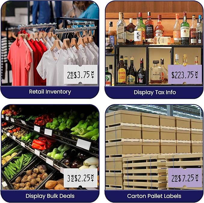 Perco Lite 1 Line Price Gun with Labels Kit - Includes 3 White Rolls, 3 Lavender Rolls, 2 Ink Rollers, 1 Ink roll and Labels Pre-Loaded