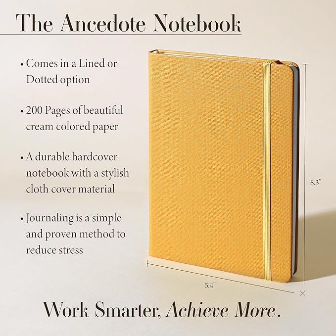 Hardcover Ruled Journal with Thick 100 gsm College Ruled Paper A5 size (8.3 inches x 5.4 inches) - Daily Writing Notebook Journal for Travel, School and Office Use - Diary Journal for Women and Men - Mustard