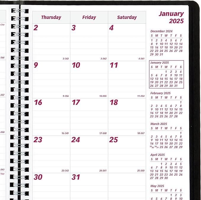 Brownline® 2025 Essential Monthly Planner, 14 Months, December 2024 to January 2026, Twin-Wire Binding, 8.875" x 7.125", Black (CB1200.BLK-25)
