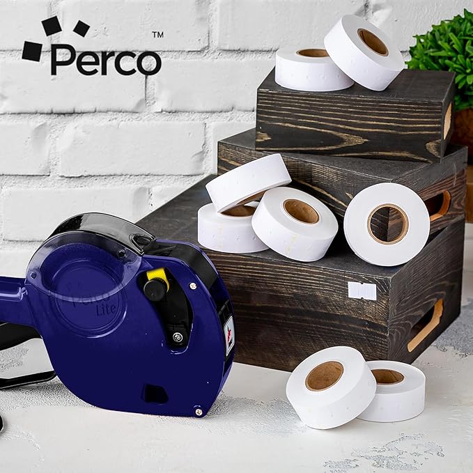 Perco 1 Line White Labels - Case of 30 Sleeves, 240,000 Blank Pricing Labels for Perco 1 Line Price and Date Guns
