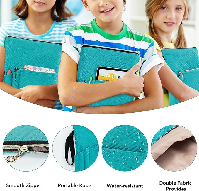 Book Sleeve with Zipper, 11"X9" Padded Book Protector, Washable Quilted Book Covers for Paperbacks, Book Pouch with Pockets for Book Lover Gifts