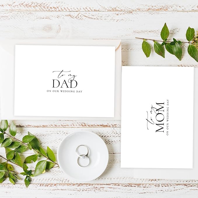 LADY&HOME Set of 2 Wedding Day Cards to Dad and Mom,To My Dad and Mom on My Wedding Day Card (A1:Dad & Mom)