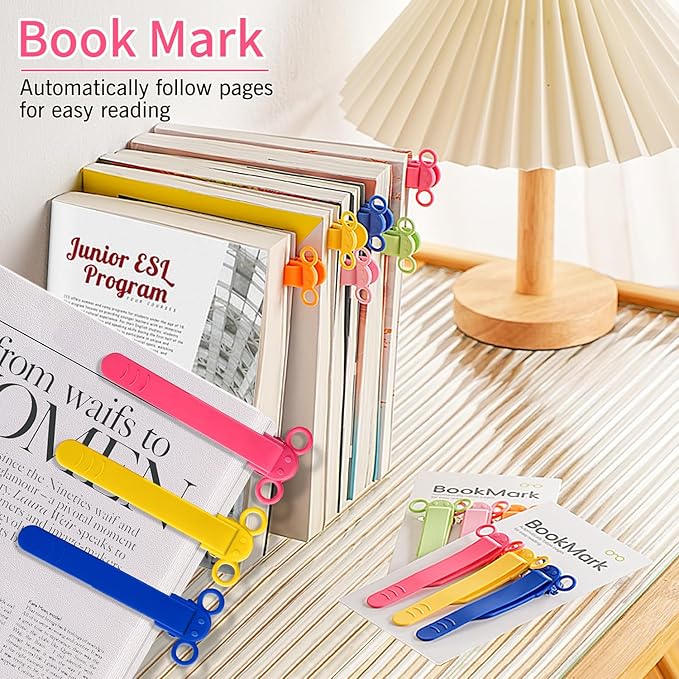 3pcs Page Bookmarks for Reading, Automatic Book Marks Tailored for Book Enthusiasts, Unique and Cute Book Page Holder Markers Clip Reading Accessories Gifts（Rose Yellow Blue）