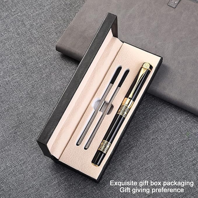YIVONKA Ballpoint Pen Black Refill,Classical retro style Luxury Pen,Best Ball Pen Gift Set for Men & Women Professional Executive,Office,Nice Pens Classy Gift Box (2 Pack Black)