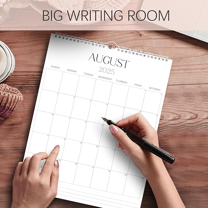 2025-2026 Wall Calendar Sleek Calendar 2025-2026 Runs from January 2025 to June 2026, Big 18 Months Spiral Hanging Wall Calendar for Home/Office w/Premium Paper and Large Blank Space