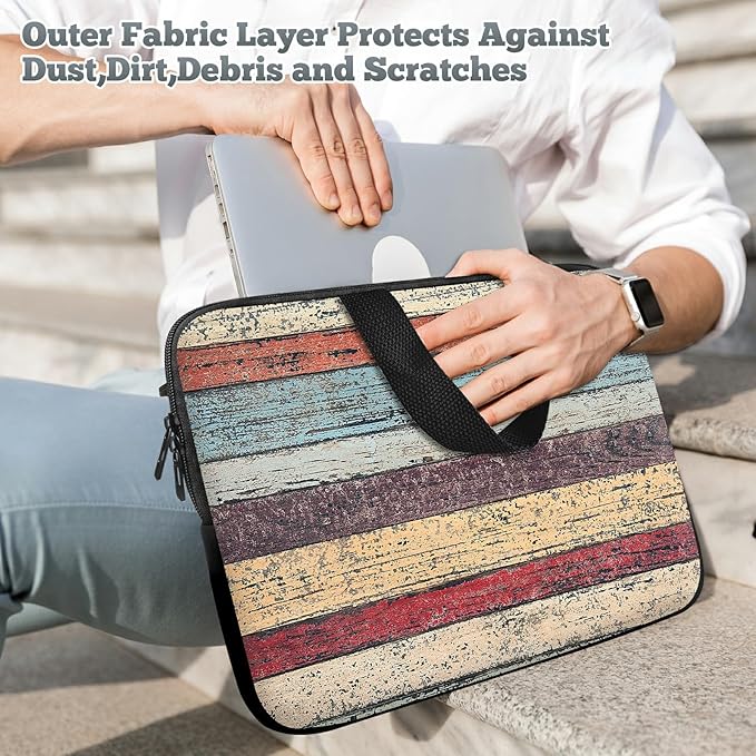Laptop Sleeve Case Bag 13 inch, Retro Wood Slim Carrying Case Durable Handbag Travel Laptop Bag for 13 inch MacBook Air M3/M2/Pro M2/ 13" iPad Pro/Air M4/M2 2024