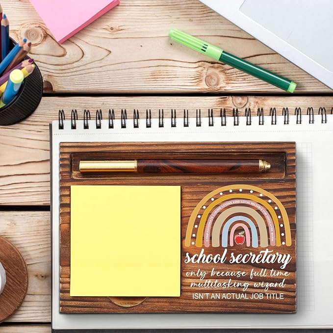 School Secretary Appreciation Gifts, Thank You Gifts for Secretary School Office Assistant Principal Staff Worker School Admin, School Secretary Gift Desk Self-Stick Note Pad Holders TZP05