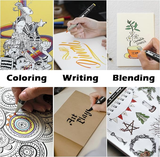 120 Colors Alcohol Markers Set, Dual Tips Blender Art Markers for Drawing, Permanent Sketch Markers for Kids adult coloring, Alcohol Based Markers, Adults Coloring and Artist Illustration.