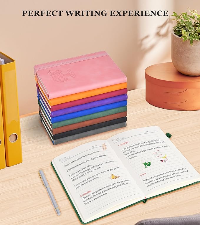 Lined Journal Notebook for Women and Men,Hardcover Leather Journaling Notebook for Writing, Travel, Business, Work and School,200 Pages A5 Notebook for Note Taking, Diary 5.9" × 8.5" - Green