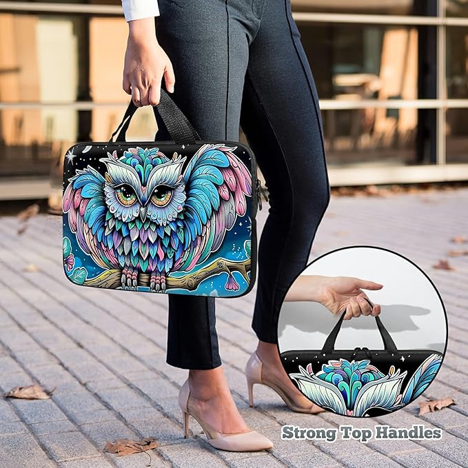Laptop Sleeve Case Bag 15 inch, Owl Blue Slim Carrying Case Durable Handbag Travel Laptop Bag for 15 inch MacBook Air M3/M2/15 Pro/Surface Laptop 7/6/5/4/3/ Dell XPS 15 Plus