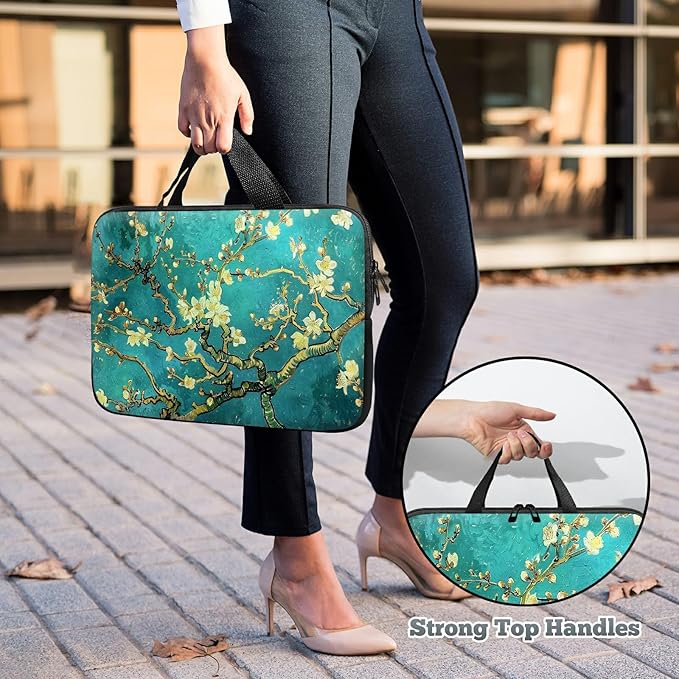 Laptop Sleeve Case Bag 15 inch, Art Plum Blossom Slim Carrying Case Durable Handbag Travel Laptop Bag for 15 inch MacBook Air M3/M2/15 Pro/Surface Laptop 7/6/5/4/3/ Dell XPS 15 Plus