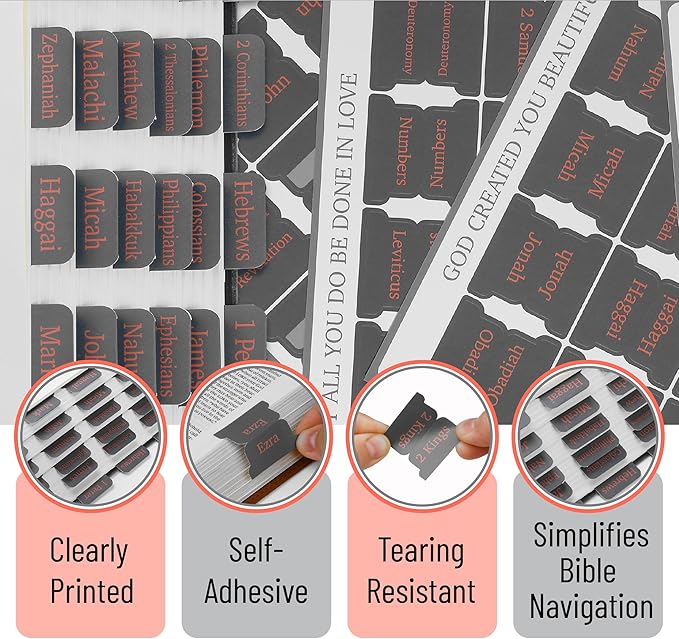 Mr. Pen- Bible Tabs, 75 Tabs, Cool Gray, Laminated Bible Tabs for Women and Men, Bible Tabs for Study Bible Index Tabs, Bible Book Tabs, Bible Labels Tabs, Mr Pen Bible Tabs for Women Study Bible