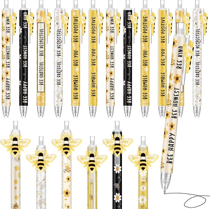 Jetec 48 Pcs Bee Pens Gifts Inspirational Cute Ballpoint Pens Bulk Motivational Employee Appreciation Black Ink for Bee Lovers Thank You Gifts