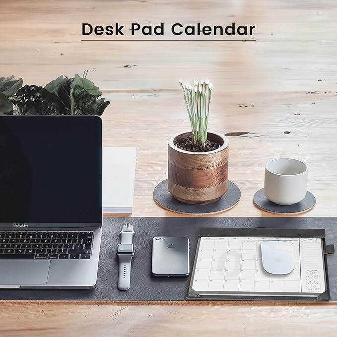 Desk Calendar 2025,12 Month Wall Calendar from Jan 2025-Dec 2025, Small Desk Calendar 12" x 8.5" with To-Do Lists, Leather Desk Pad Calendar with PVC Cover for Home School and Office,Black