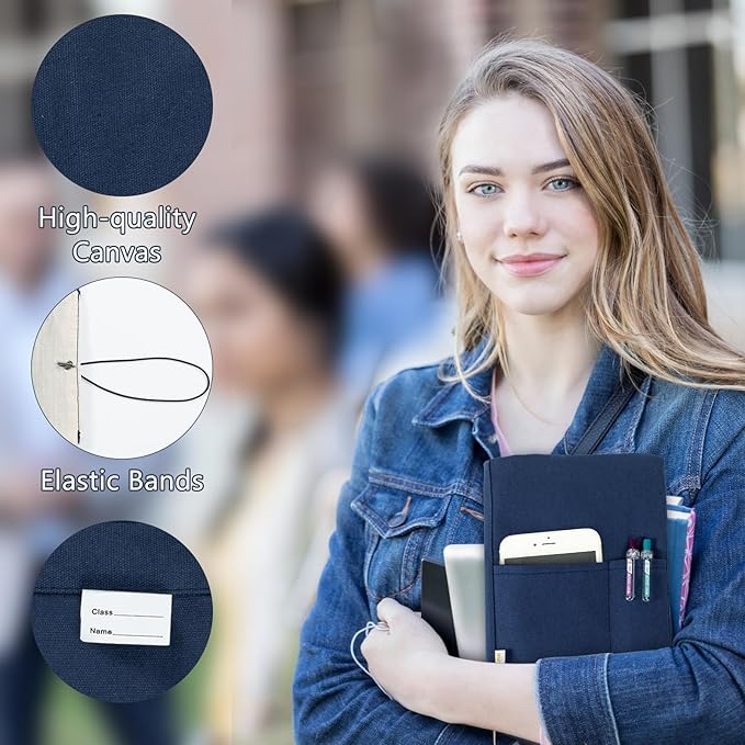 Canvas Book Covers, Washable Book Protector, Book Cover for Paperback Novels, Adjustable Book Cover for Hardcover with Pockets for Pen, Soft Cover Books, Book Lovers Gifts