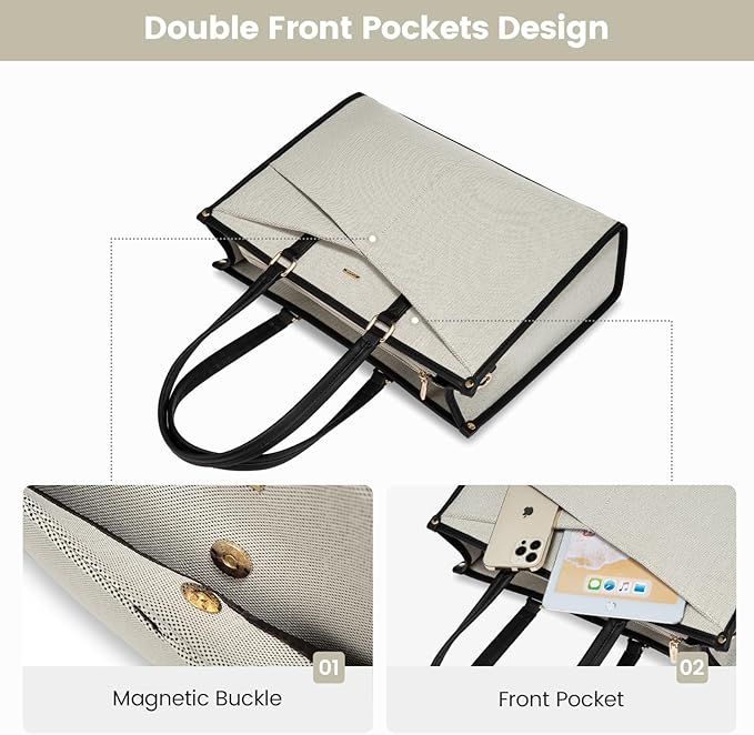 LOVEVOOK Laptop Bag for Women, 15.6 inch Laptop Tote Work Bag Cancas Casual Handbag for Travel Lightweight Shoulder Bag,Jacquard