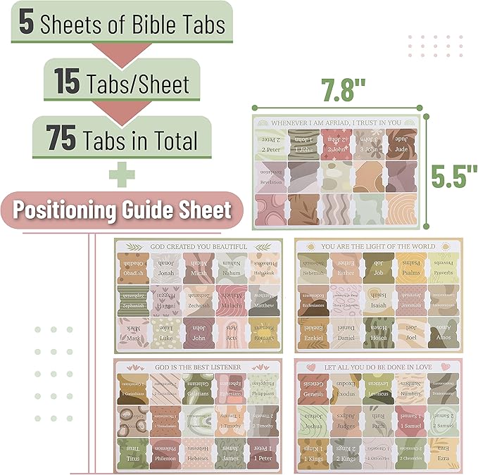 Mr. Pen- Bible Tabs, 75 Tabs, Laminated Bible Tabs for Women and Men, Bible Tabs for Study Bible, Bible Index Tabs, Bible Book Tabs, Bible Labels Tabs, Mr Pen Bible Tabs