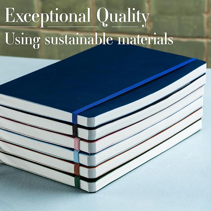 Softcover Ruled Journal with Thick 80 gsm Lined Cream Paper A5 size (8.3 inches x 5.4 inches) - Daily Writing Notebook Journal for Travel, School and Office Use - Diary Journal for Women and Men - French Blue