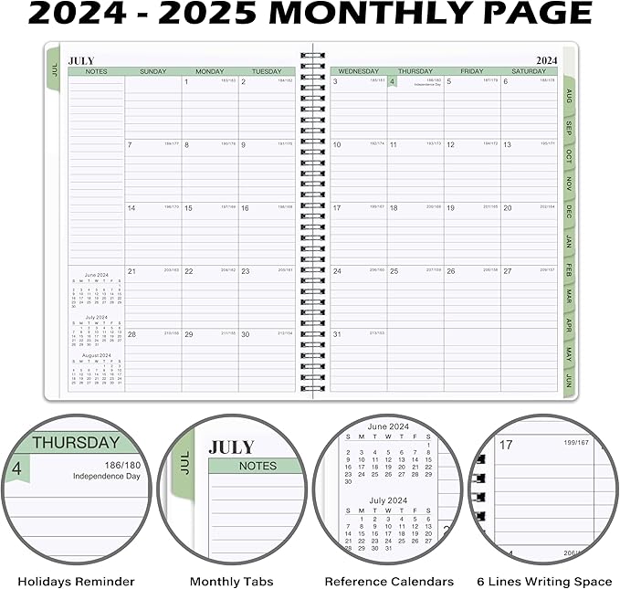 2024-2025 Planner - Weekly & Monthly Planner Notepad, 11.38'' x 8.74'', JUL 2024 - JUN 2025, Appointment Book, 60 Minutes Intervals, Monthly Tabs, Sturdy Cover, Spiral Bound, Back Pockets - Black