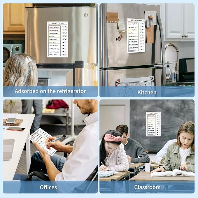 2 Pcs Chore Chart for Kids: Dry Erase My Chores Slider Chart, Magnetic Visual Schedule for Fridge, Kids Daily Checklist - ADHD Tools: to Do List and Routine Chart for Multiple Kids (Rainbow 2-pack)