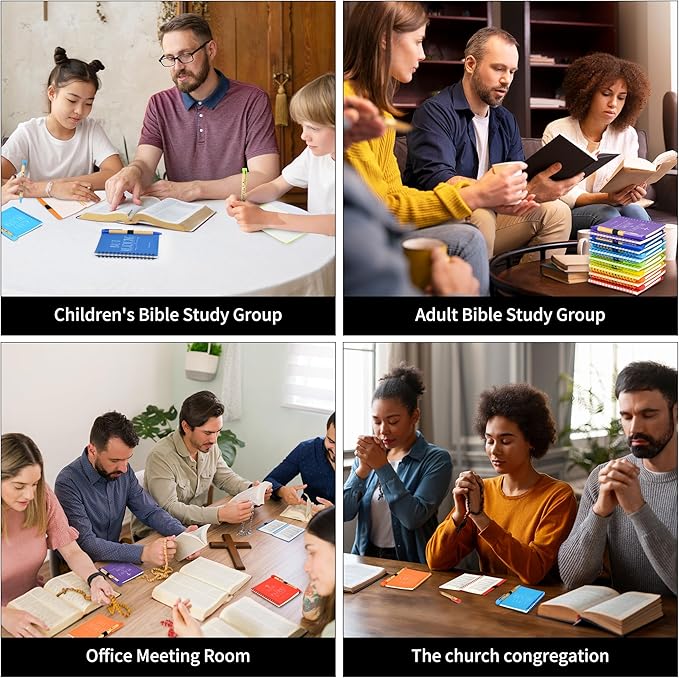 INSADA 7 Sets of Multicolored Christian Prayer Journals in Bulk small notepad 5.43” x 4.33” Spiral Notebooks with Matching Pens - Easter Gifts for Women kids,Church Members & Bible Study Groups