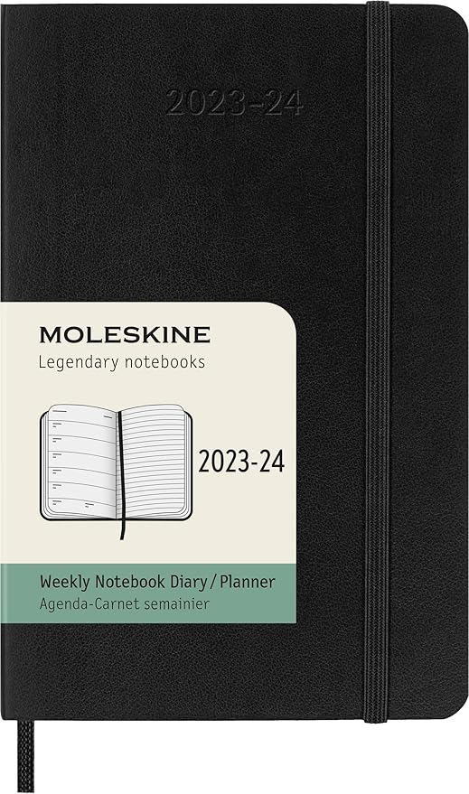 Moleskine Classic 18 Month 2023-2024 Weekly Planner, Soft Cover, Pocket (3.5" x 5.5"), Black