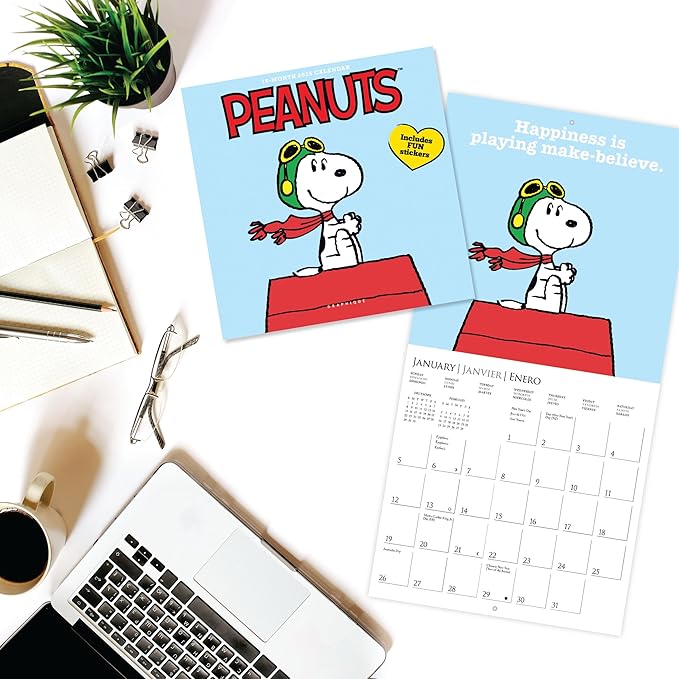 Graphique 2025 Peanuts Mini Wall Calendar | 7” x 7” | Thick Paper | Home & Office Organizer | Large Monthly Grid | 3 Languages & Marked Holidays | 4 Month Preview Page for 2026