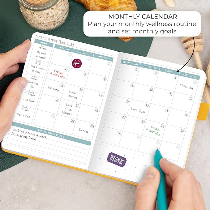 Clever Fox Food Journal Pocket - Daily Food Diary, Meal Planner to Track Calories & Nutrients, Weight Loss Tracker Notebook, 4x5.5” (Amber Yellow)