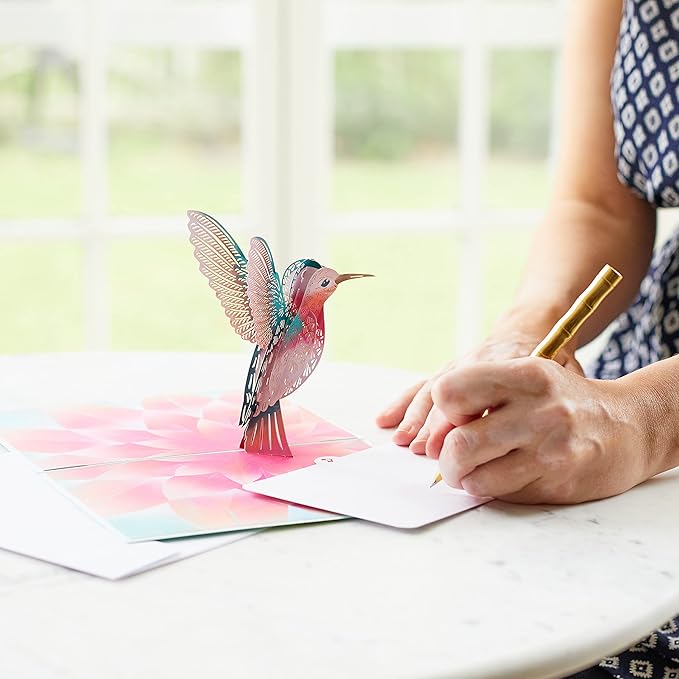 Lovepop Everyday Pop-Up Card for Her, Him, Girls, Boys - 3D Love Greeting Cards - Lovely Hummingbird - 5" x 7" - Blank Note Card & Envelope Included