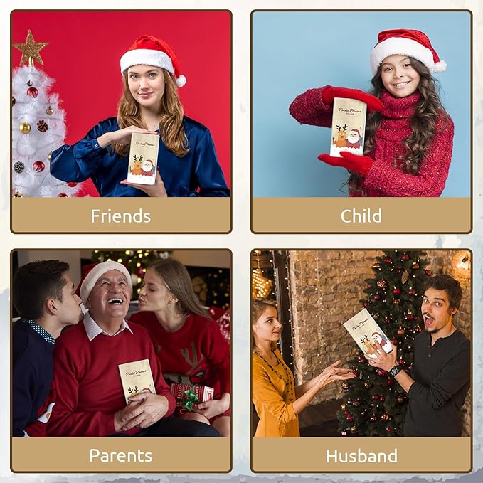 Christmas Pocket Calendar 2025-2026, 2025 Monthly Planner - 3.7" x 6.7" - Runs from January 2025 until December 2026, 2025 Pocket Planner with PVC Cover for Planning, Beige