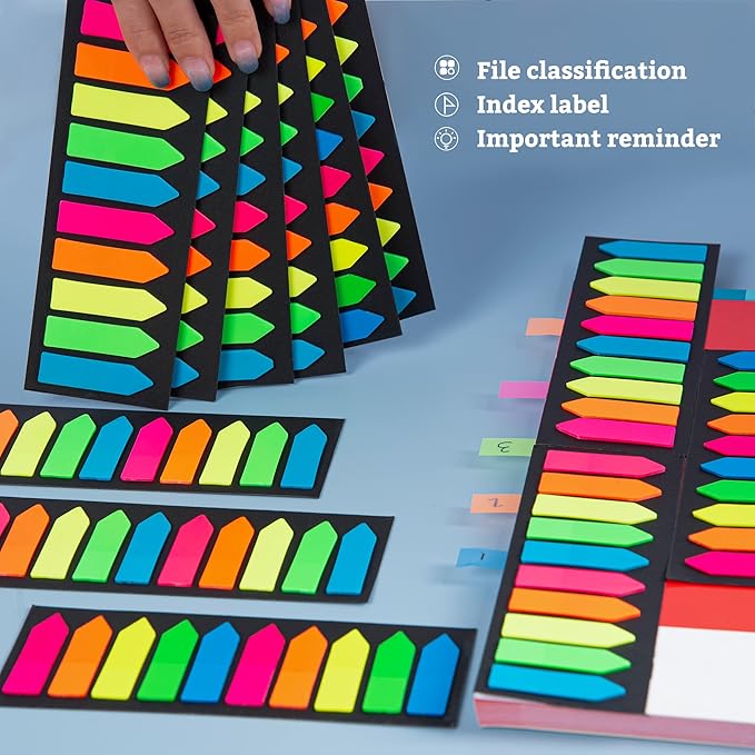 2400 Pcs Sticky Tabs Page Markers Sticky Index Tabs, Arrow Flag Tabs - 10 Primary Color Tabs Page Flag Markers Bookmarks