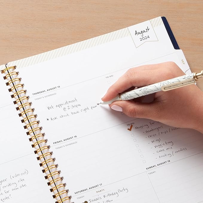 Blue Sky Day Designer for 2024-2025 Academic Year Weekly and Monthly Planner, 8.5" x 11", Flexible Cover, Wirebound, Peyton Navy (107924-A25)