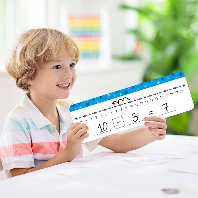 26 Packs Number Line Dry Erase Boards Cards, Double Sided Writable and Erasable Board-0-10 on One Side & 0-20 on Other Side Math White Board for Kids, Students, Classroom and Home (12” x 4”)