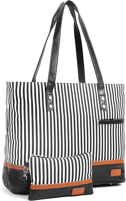 Laptop Tote Bag for Women, Waterproof Canvas Womens Work Shoulder Bag, Computer bag, Large Capacity Fits 15.6 inches Laptop