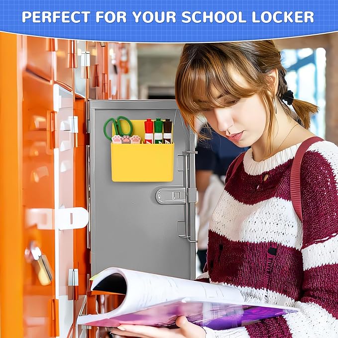 Magnetic Dry Erase Marker Holder, Magnetic Pen Marker Holder for Whiteboard, Fridge, Locker Accessories, School, Office, Home, Magnet Pen Cup,1 Pack, Yellow