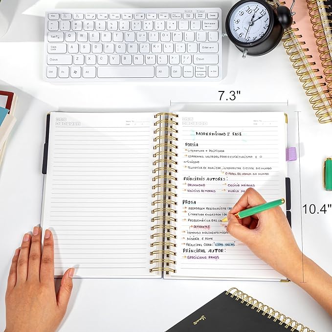 Yoment Leather Spiral Notebooks for Work 5 Subject Notebook College Ruled with Dividers 360 Pages B5 Hardcover Lined Journals for Women Men Writing B5 Size, Purple