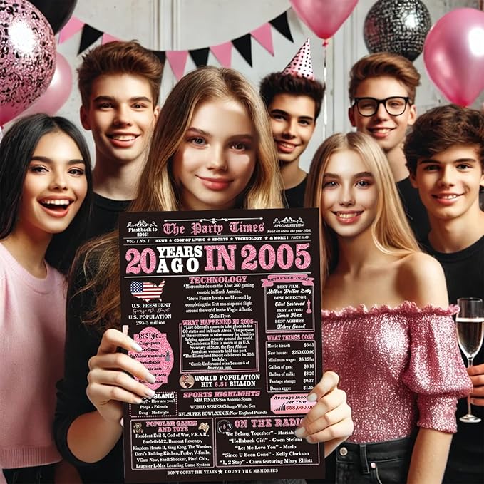 Funny 20th Birthday Card for Her, Happy 20 Year Old Birthday Decorations Gifts for Girls,Good 20 Birthday Idea for Daughter Friends, 20th birthday decorations for women,Big Size