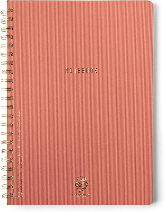 DesignWorks Ink 8.25" x 11.6" Terracotta Textured Paper Twin Wire Spiral No. 1 Notebook Journal with 160 Lined Pages for Work, Writing, Journaling