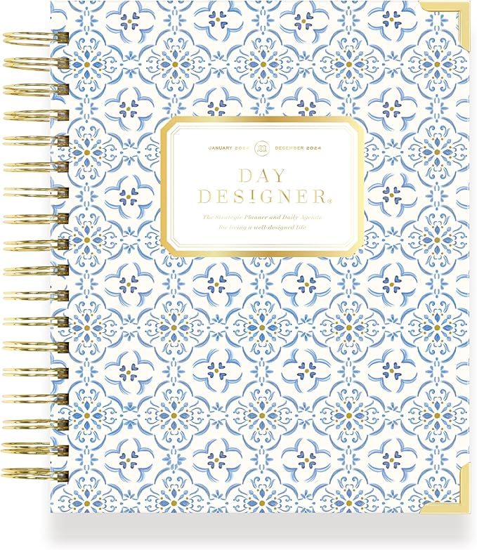 Day Designer 2025 Daily Planner – Premium Planner for Stylish Organization. Combines Monthly Calendar, Hourly Schedule, To-Do List, Gratitude, Goal Setting, Inspirational Quotes & More. Elegant laminated Cover with Gold Accents (Casa Bella)