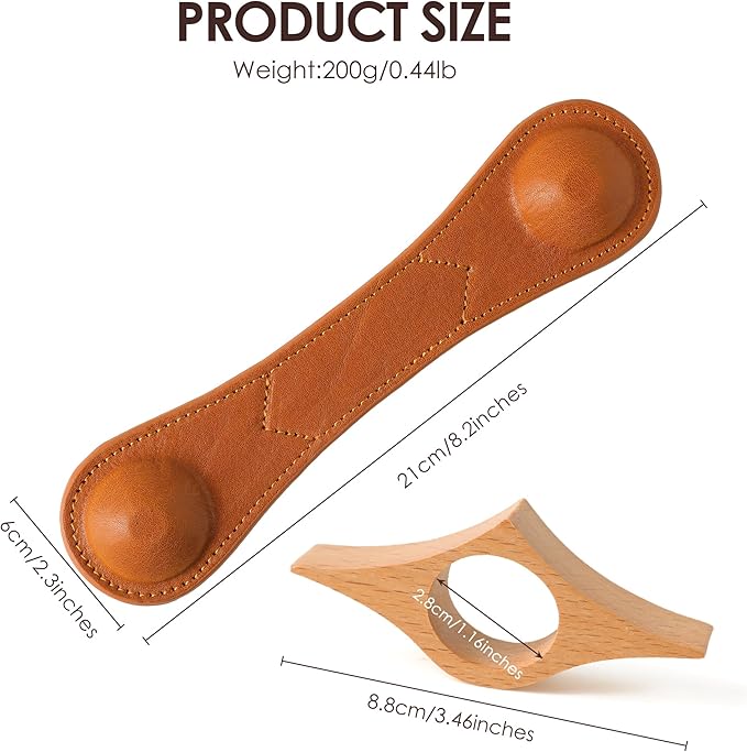 KINIVA Leather Weighted Bookmarks Book Weight Page Holder for Reading,Book Open Holder for Kids Adult,Gifts for Reader (01 Brown+04 Wood)