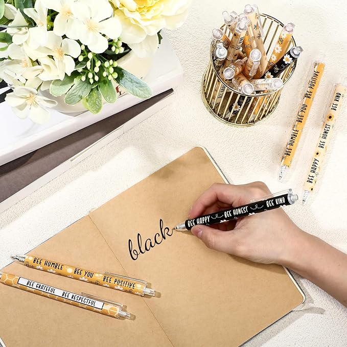Jetec 30 Pcs Bee Pens Gifts Inspirational Cute Ballpoint Pens Bulk Motivational Employee Appreciation Black Ink for Bee Lovers Thank You Gifts