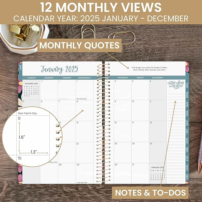 bloom daily planners 2025 Calendar Year Day Planner (January 2025 - December 2025) - 5.5” x 8.25” - Weekly/Monthly Agenda Organizer Book with Stickers & Bookmark - Blooming Wildly